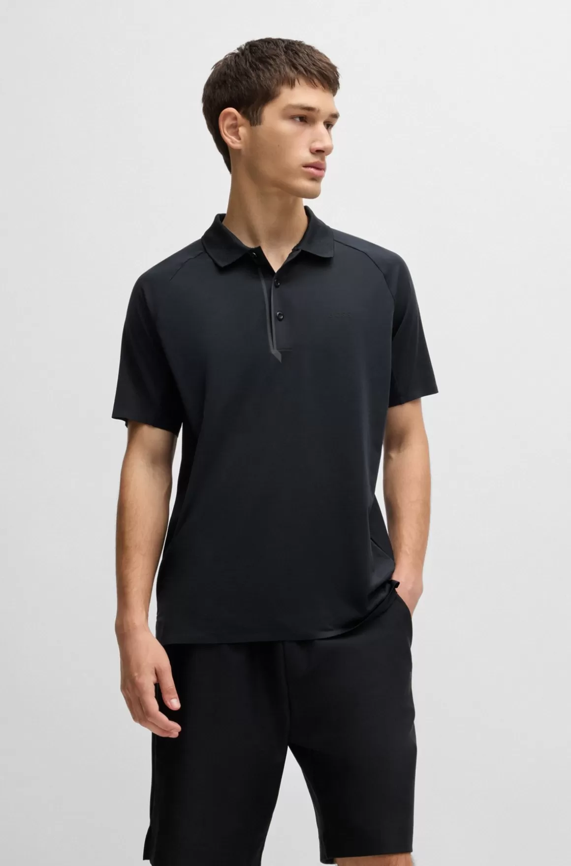 HUGO BOSS Poloshirt I Blandede Materialer Med Dekorativt Reflekterende Logo