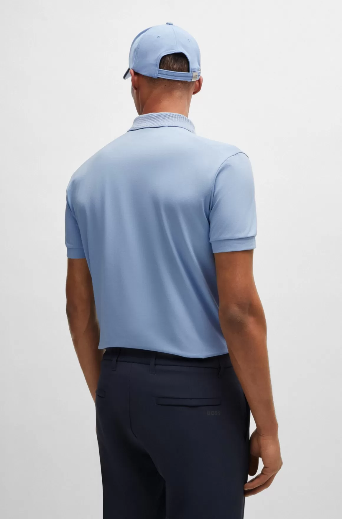 HUGO BOSS Poloshirt I Bomuld Med Stræk Og Indsatser Af Stribet Bånd