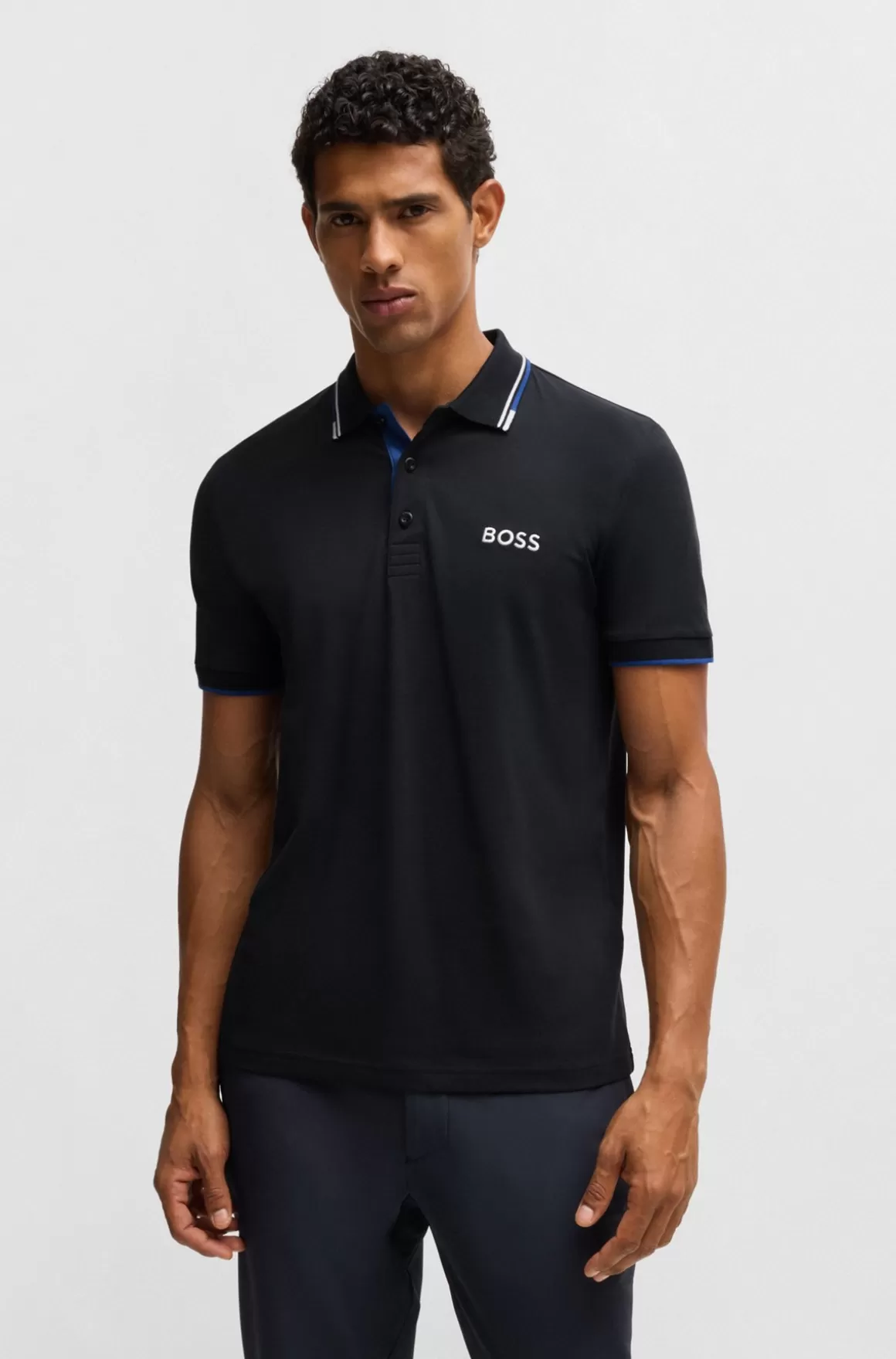 HUGO BOSS Poloshirt I Bomuldsblanding Med Kontrasterende Logoer