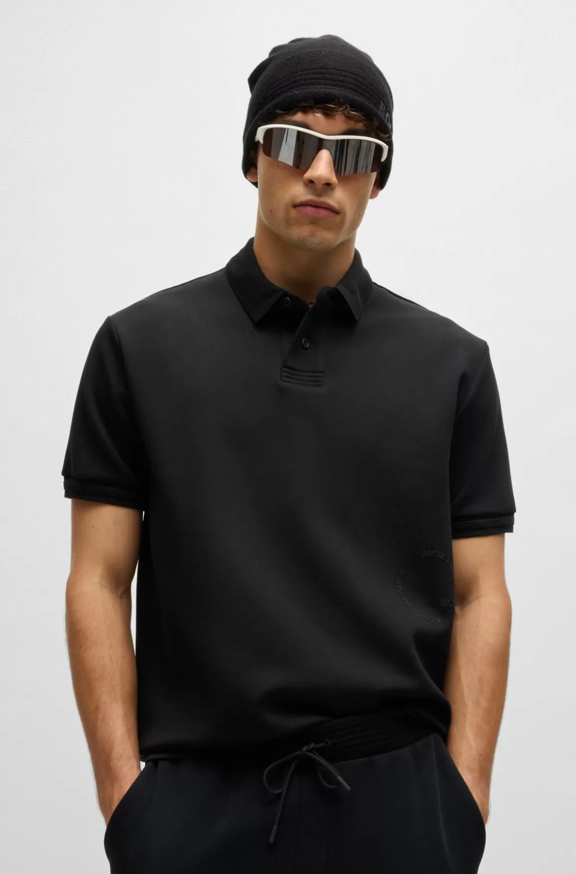 HUGO BOSS Poloshirt I Bomuldsblanding Med Tone-i-tone Grafik