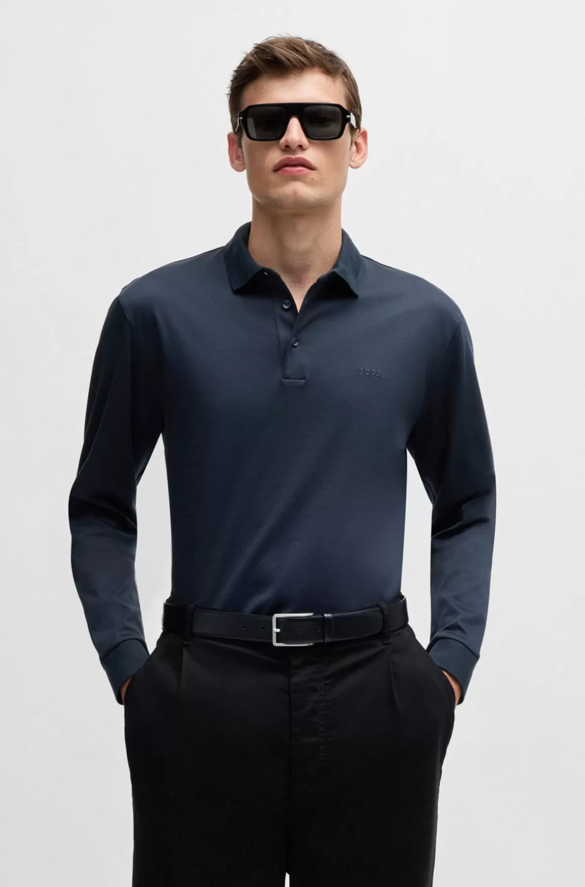 HUGO BOSS Poloshirt I Interlock-bomuld Med Broderet Logo