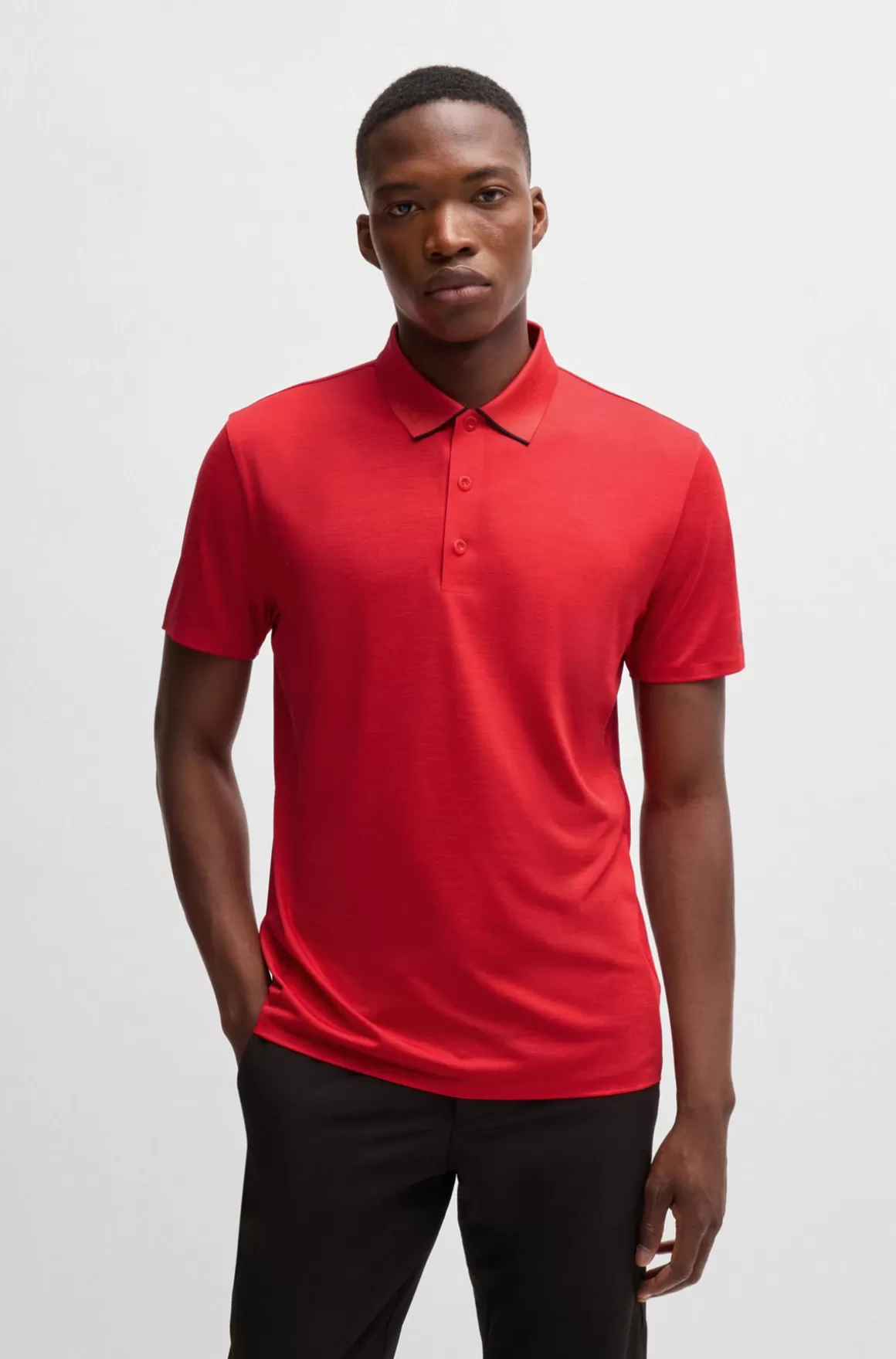 HUGO BOSS Poloshirt Med Logodetaljer I Hurtigtørrende Jersey Med Stræk