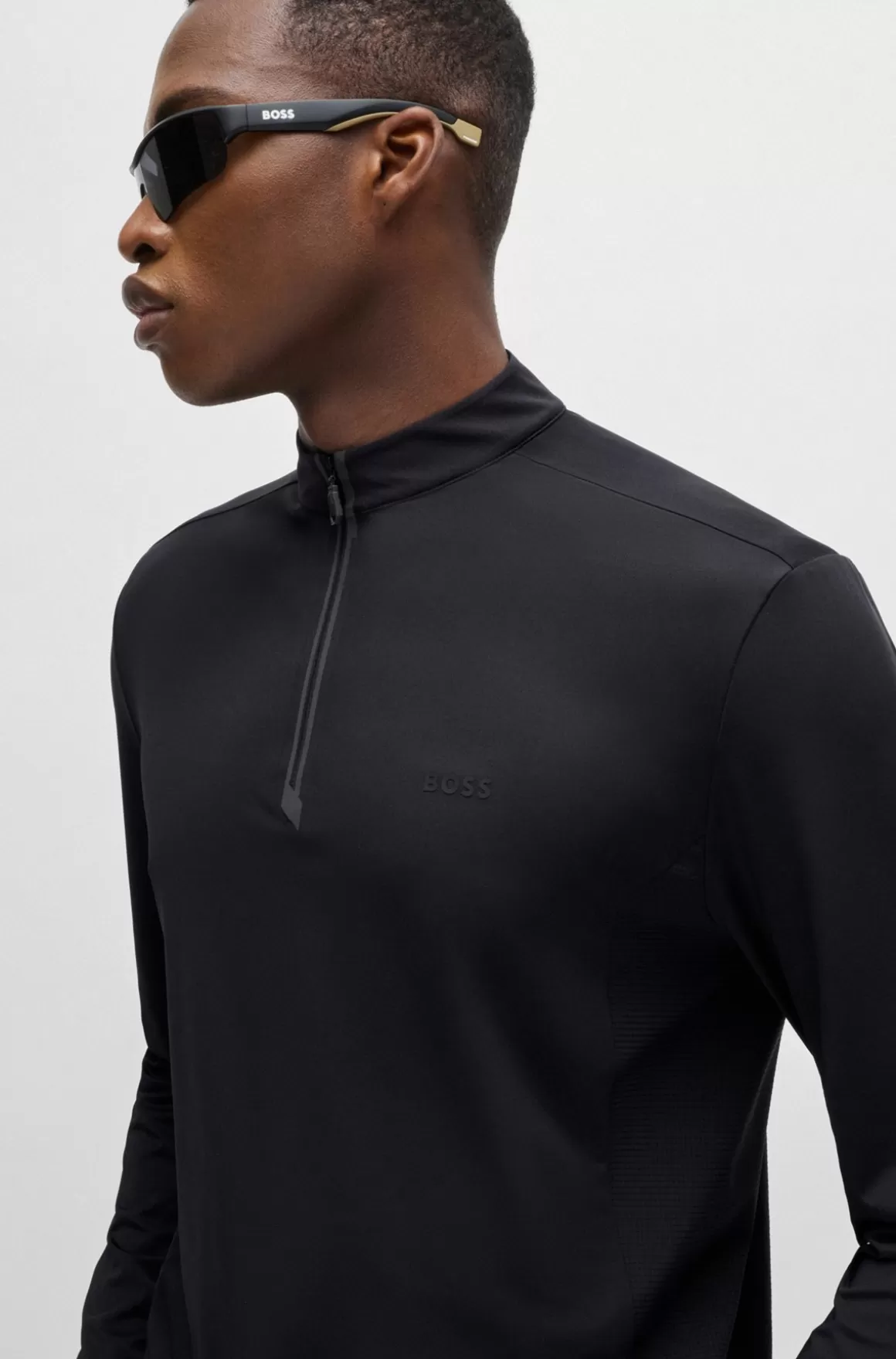 HUGO BOSS Poloshirt Med Lynlås I Halsen Og Dekorativt Reflekterende Logo