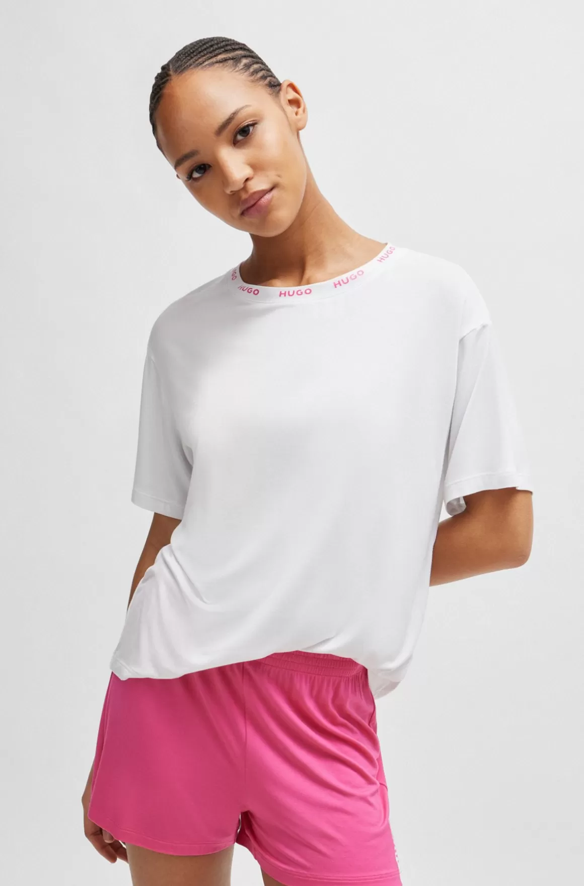 HUGO BOSS Pyjamas I Strækjersey Med Kontrasterende Logodetaljer