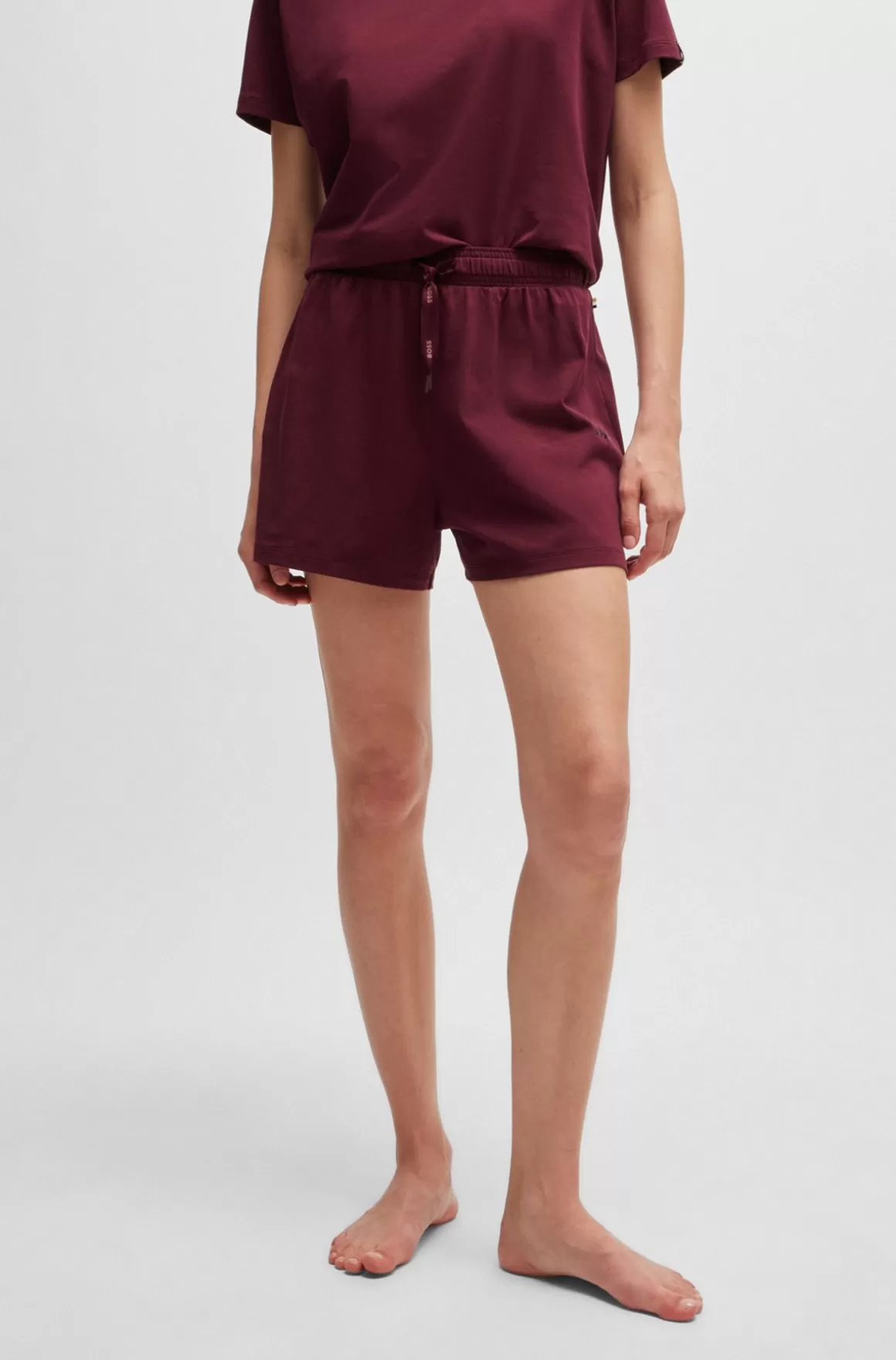 HUGO BOSS Pyjamasshorts I Bomuld Med Stræk, Logoprint Og Løbesnor