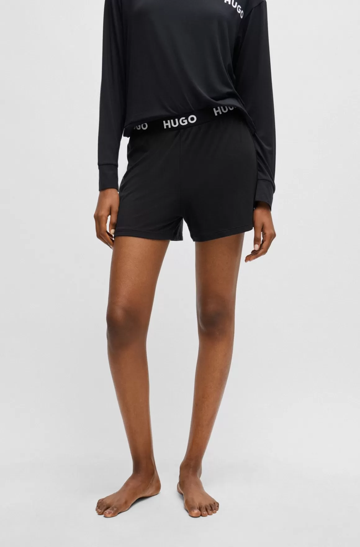 HUGO BOSS Pyjamasshorts I Jersey Med Stræk Og Linning Med Logo