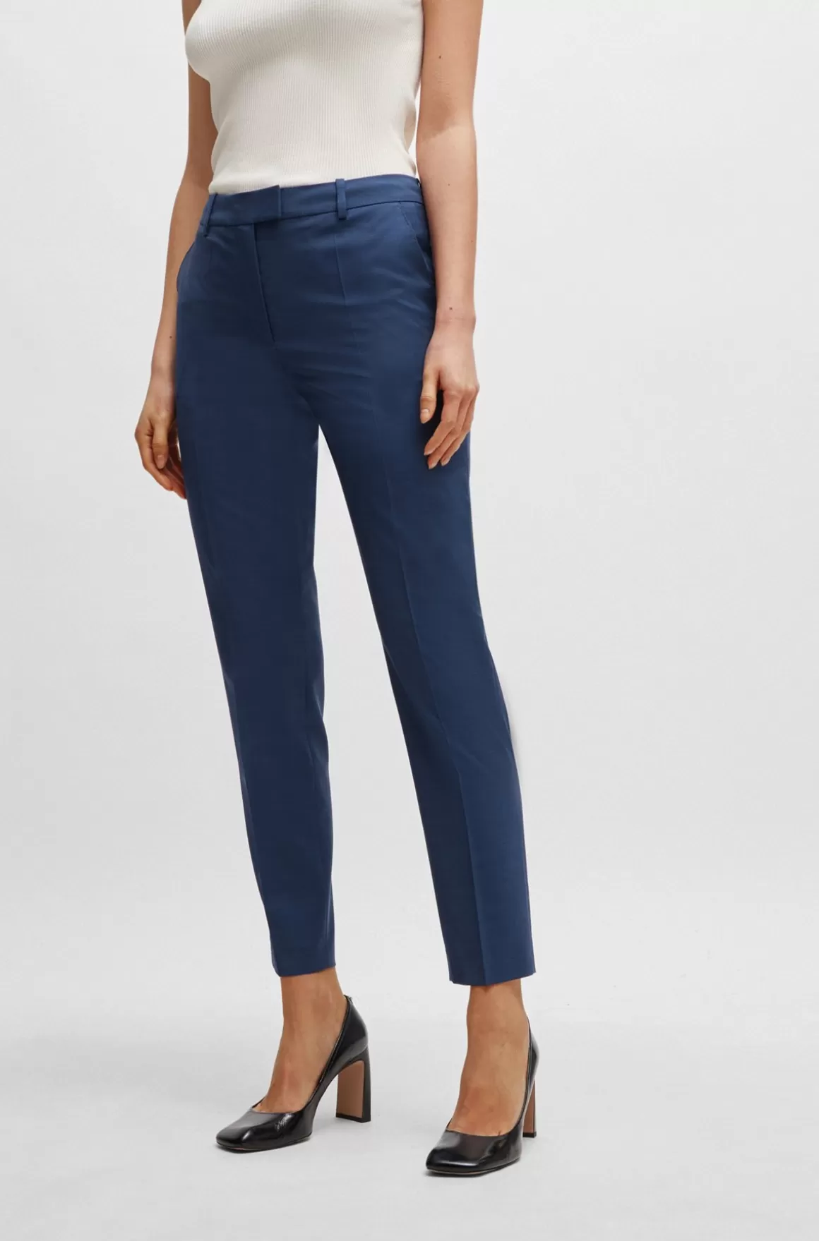 HUGO BOSS Regular Fit Bukser I Meleret Ny Uld