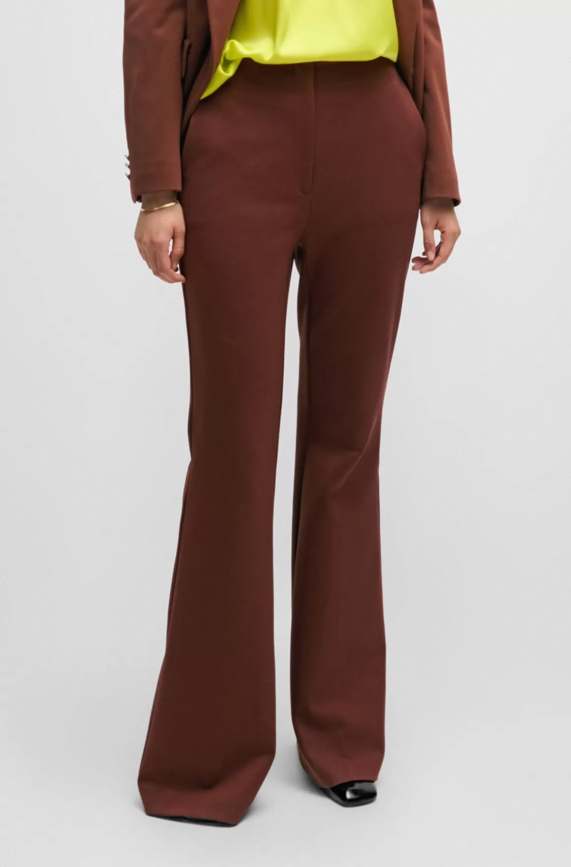 HUGO BOSS Regular Fit Bukser I Twill Med Stræk Og Vide Ben