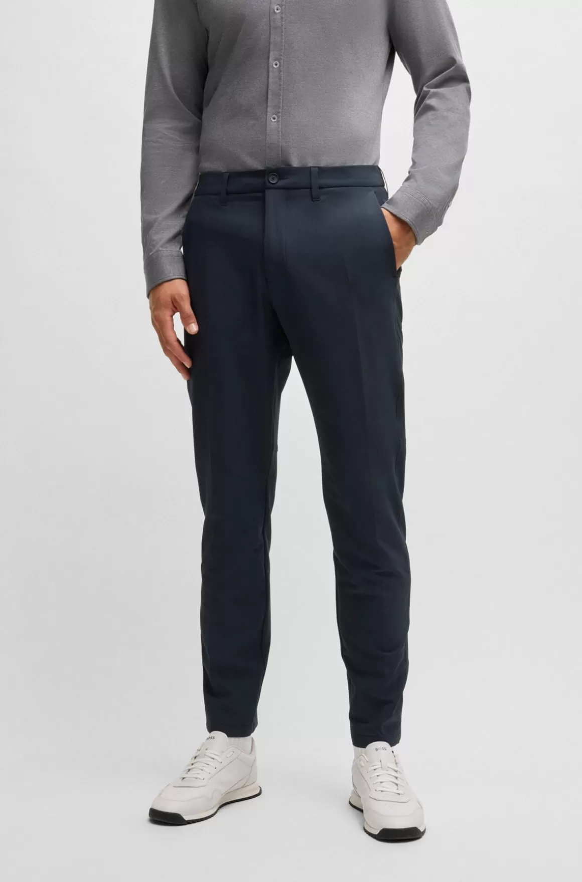HUGO BOSS Regular Fit Bukser I Vandskyende Stof Med Stræk