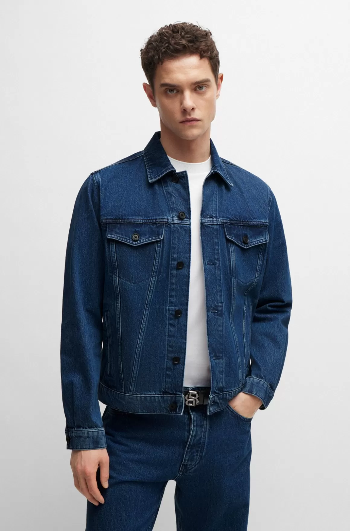 HUGO BOSS Regular Fit Jakke I Denim Uden Stræk