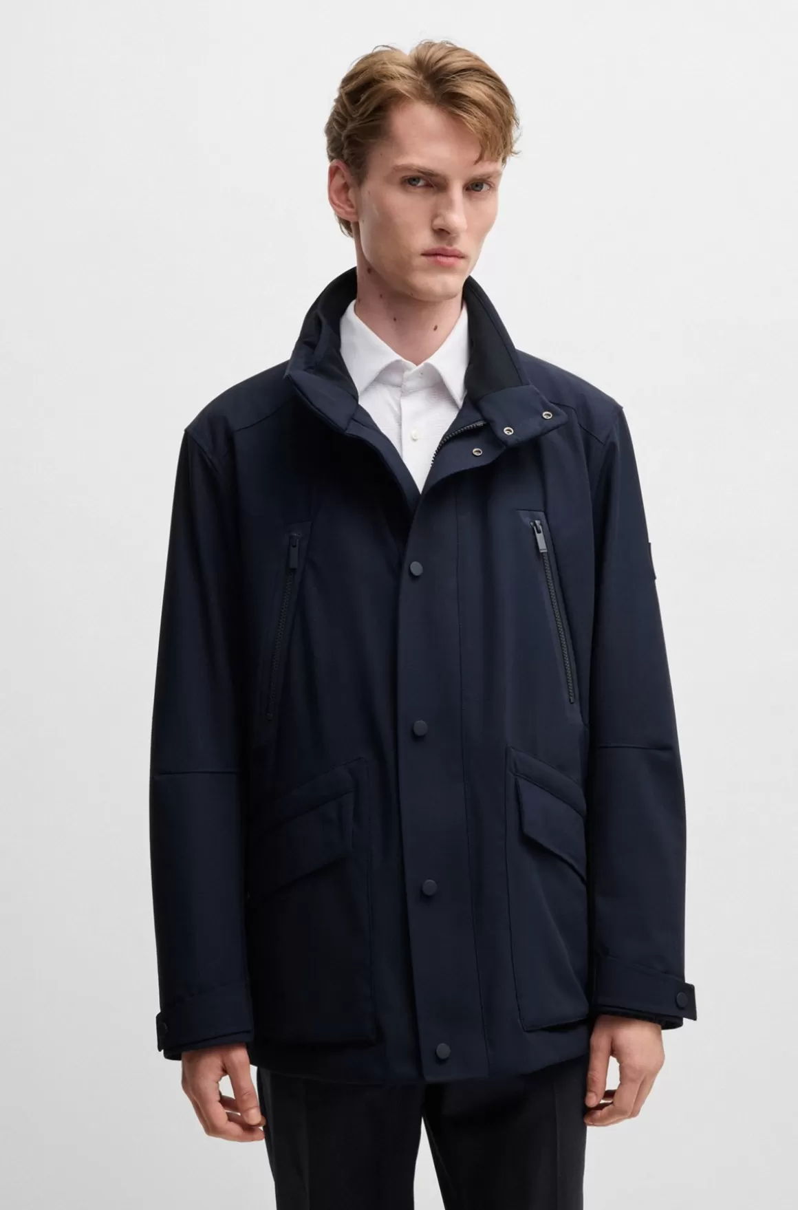 HUGO BOSS Regular Fit Jakke I Et Vandtæt Lamineret Stof