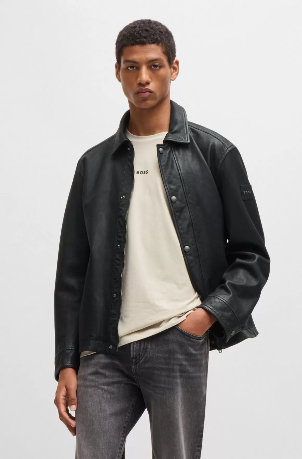 HUGO BOSS Regular Fit Jakke I Læder