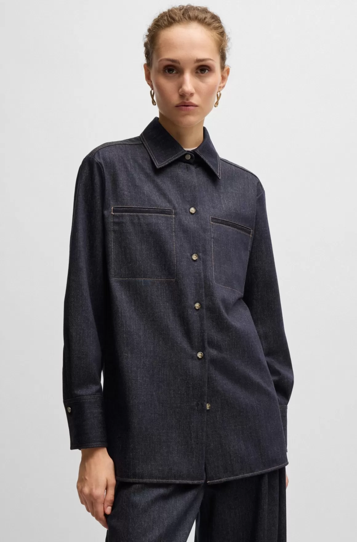 HUGO BOSS Regular Fit Jakke I Ny Uld Med Denimeffekt