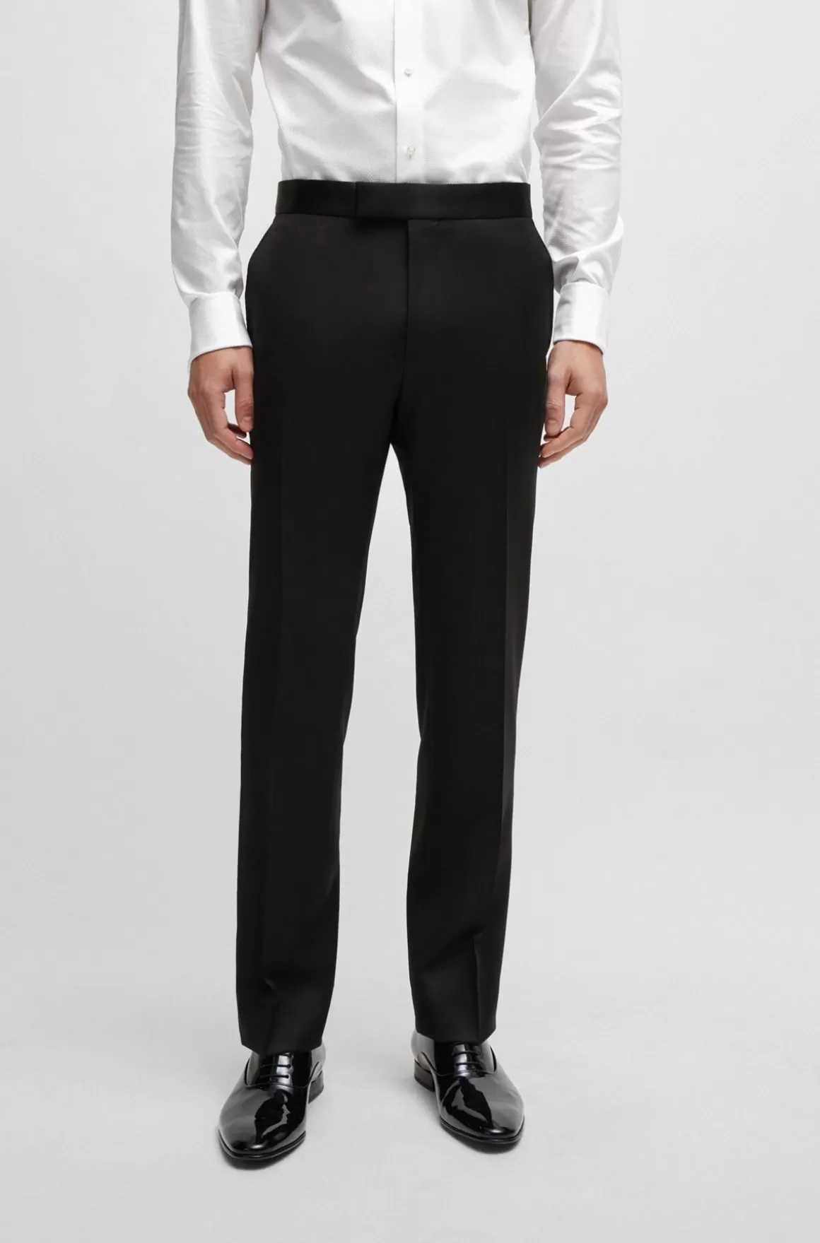 HUGO BOSS Regular Fit Smokingbukser I Serge Af Ny Uld