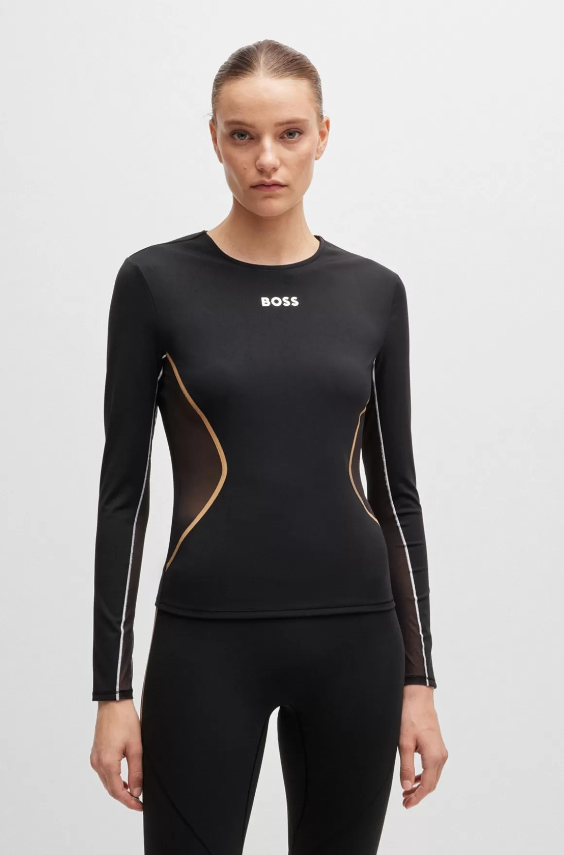 HUGO BOSS Regular Fit Top I Jersey Med Stræk Samt Udskæring I Ryggen