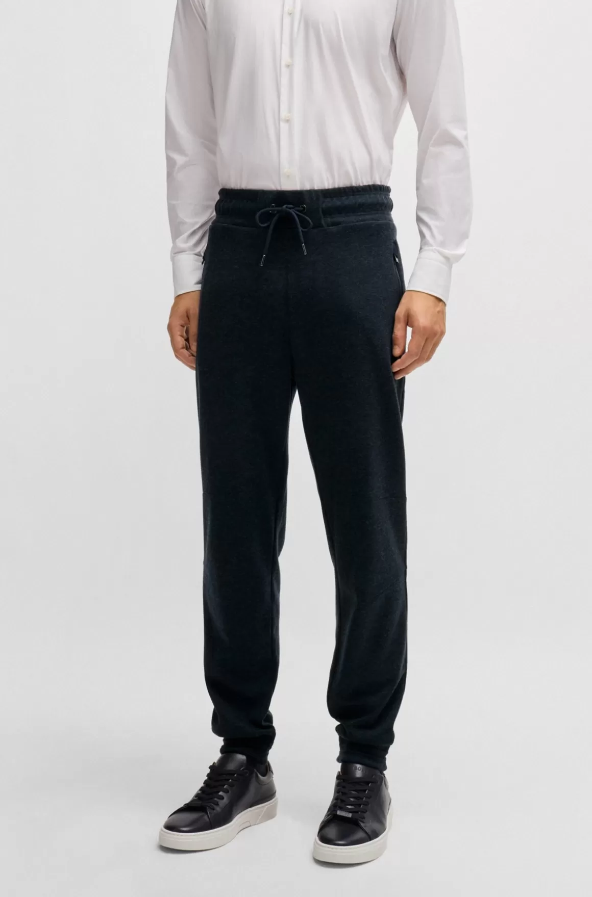 HUGO BOSS Regular Fit Tracksuit-bukser I Flannel Med Stræk