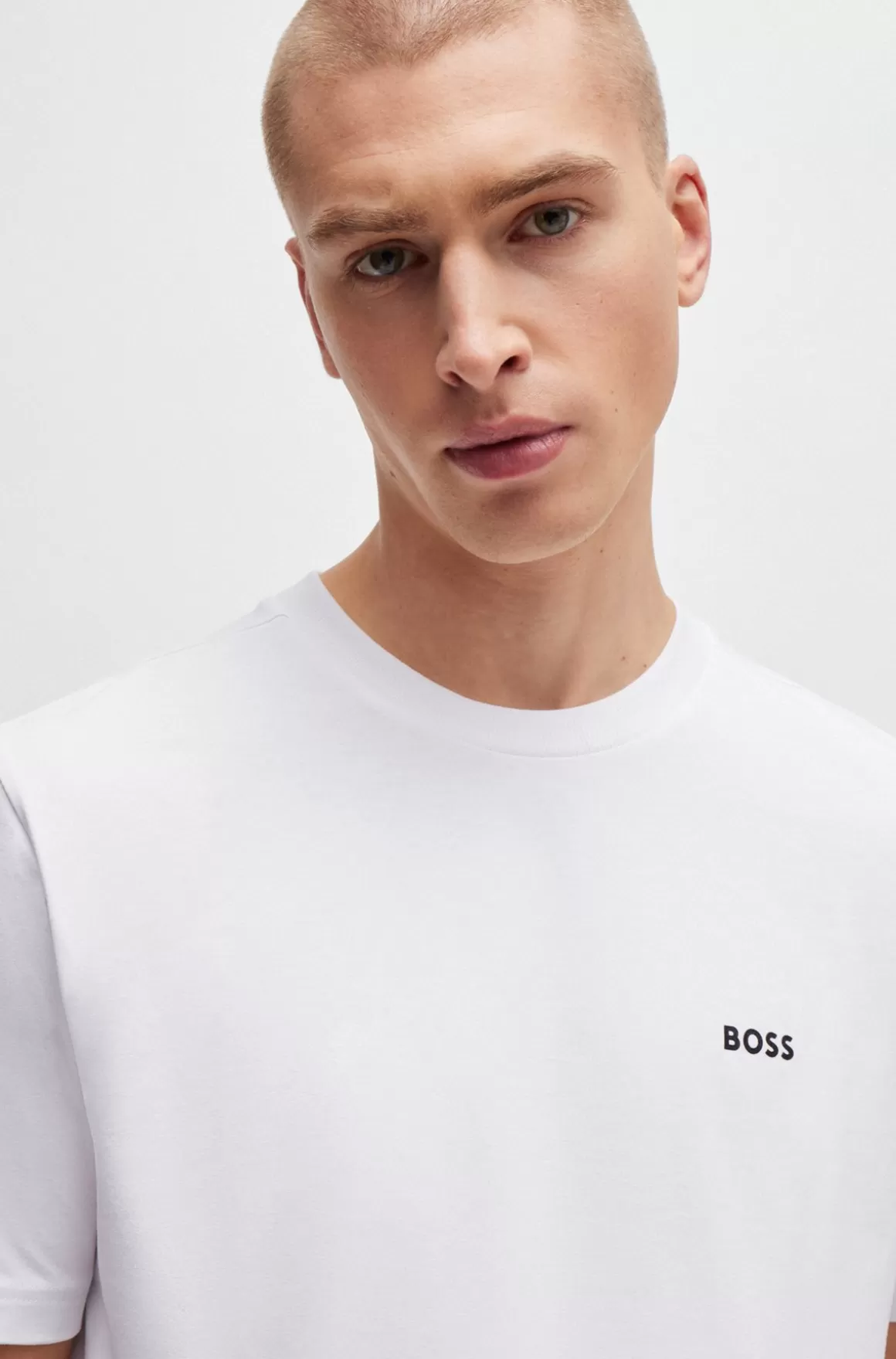 HUGO BOSS Regular Fit T-shirt I Bomuld Med Stræk Og Logo I Kontrastfarve