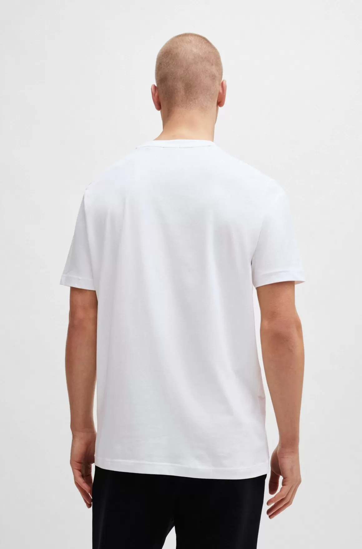 HUGO BOSS Regular Fit T-shirt I Bomuld Med Stræk Og Logo I Kontrastfarve