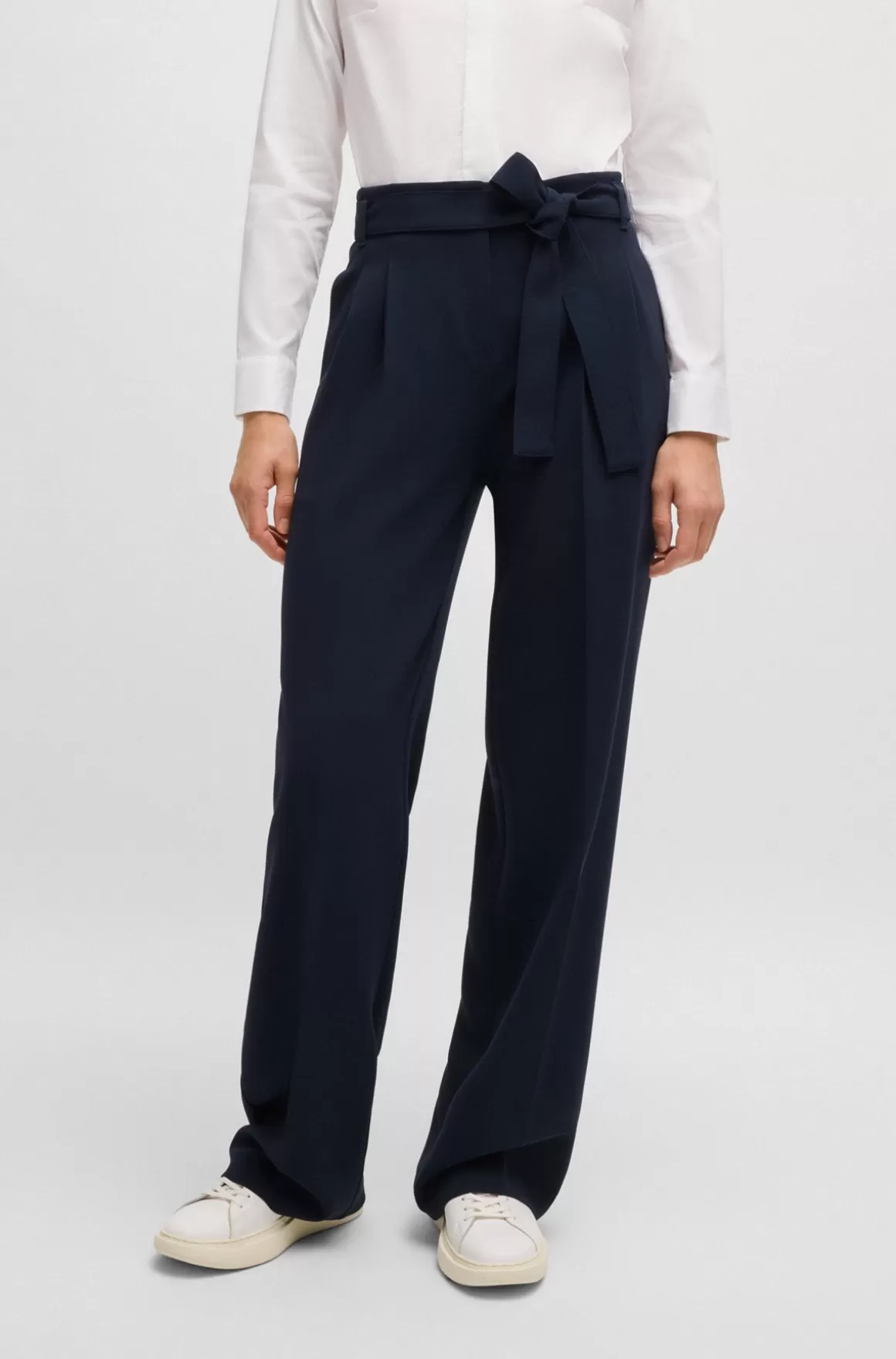 HUGO BOSS Relaxed Fit Bukser I Strygelet Japansk Crepe