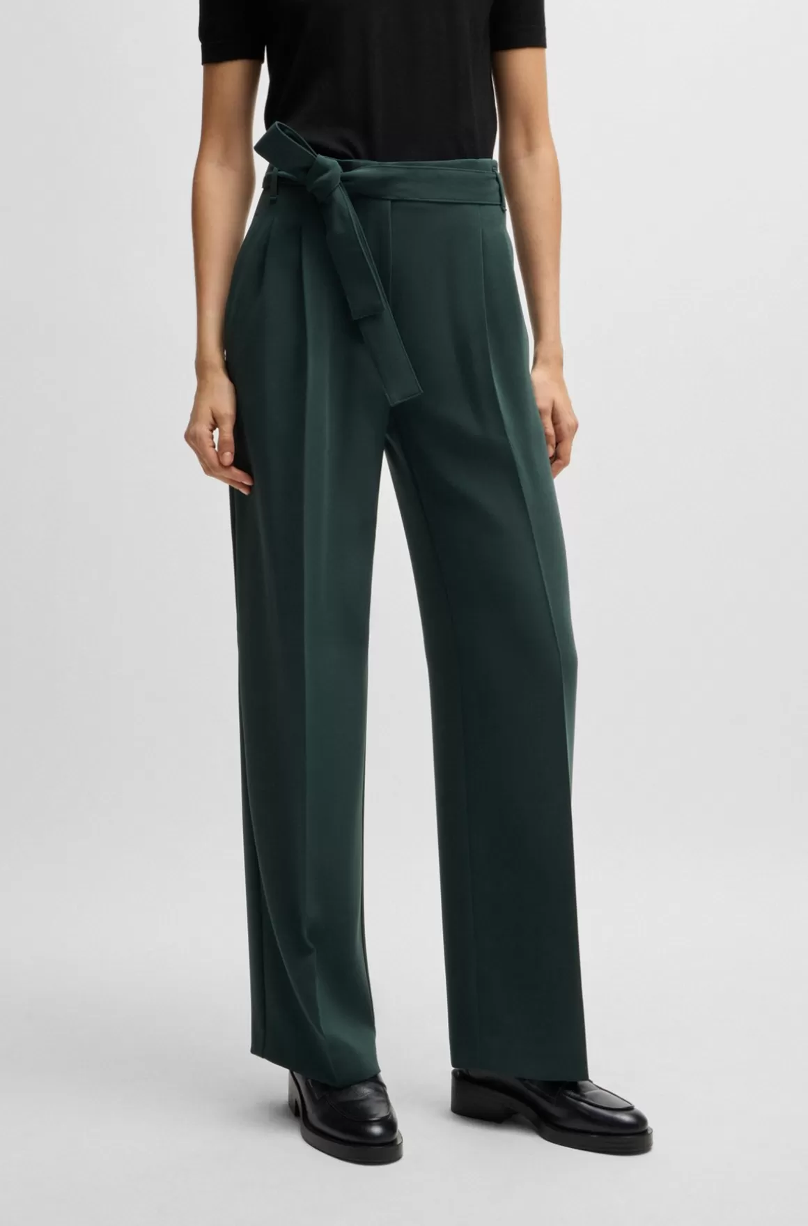 HUGO BOSS Relaxed Fit Bukser I Strygelet Japansk Crepe
