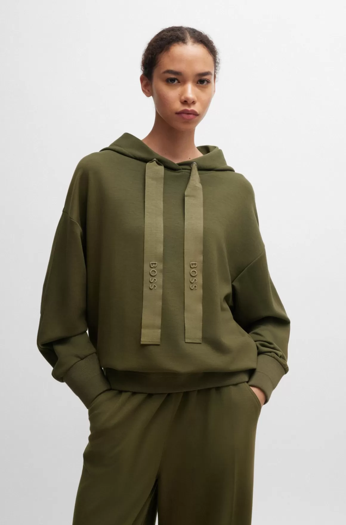 HUGO BOSS Relaxed Fit Hættetrøje Og Grosgrainbånd Med Logobroderi