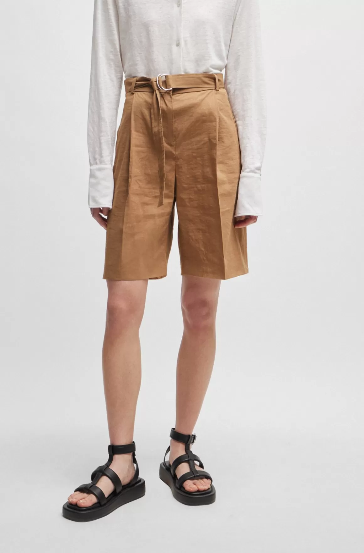 HUGO BOSS Relaxed Fit Shorts I En Hørblanding Med Stræk