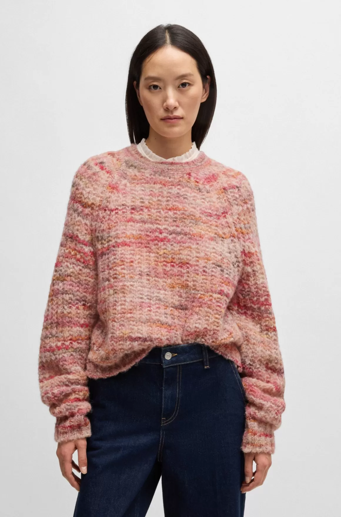 HUGO BOSS Relaxed Fit Sweater I Multifarvet Garn I En Alpakablanding