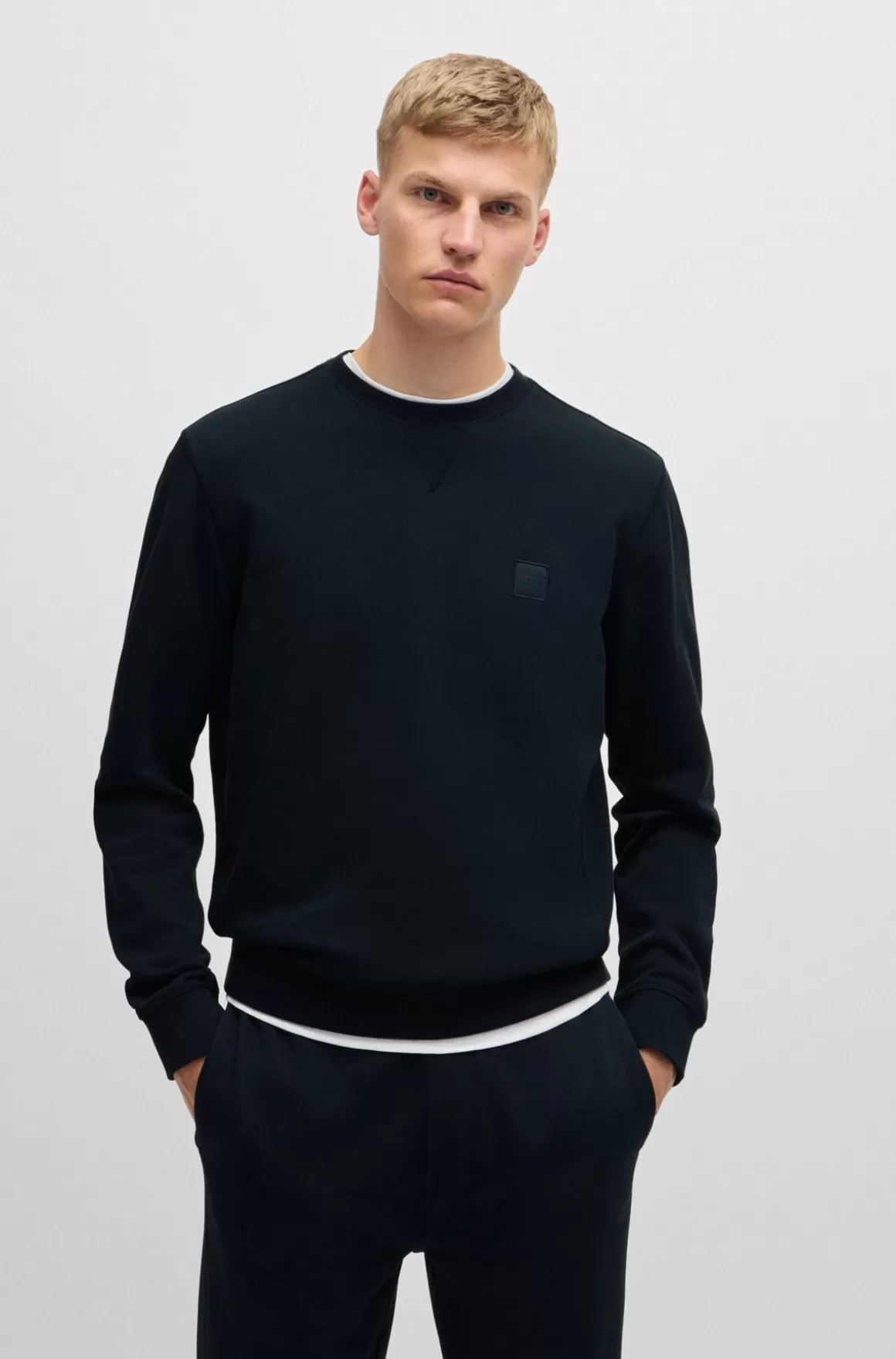 HUGO BOSS Relaxed Fit Sweatshirt I Bomuldsfrotté Med Logolap