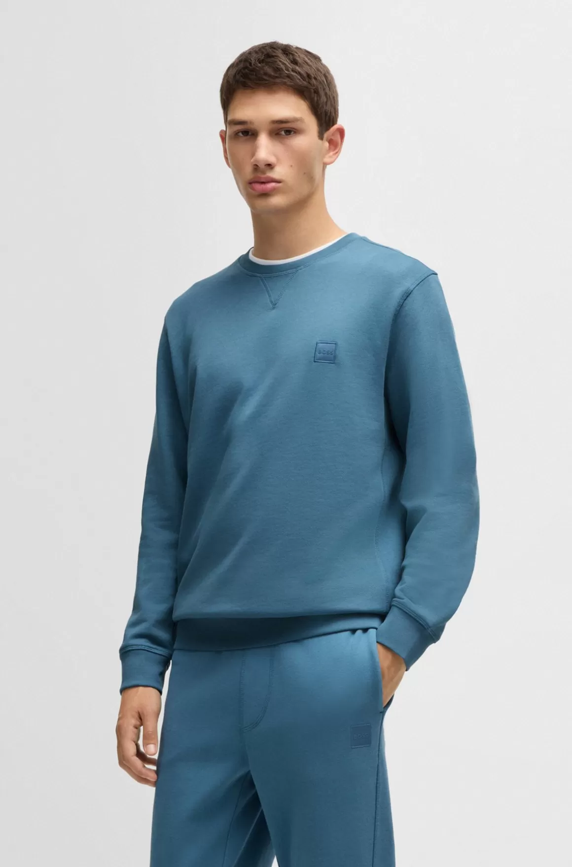 HUGO BOSS Relaxed Fit Sweatshirt I Bomuldsfrotté Med Logolap