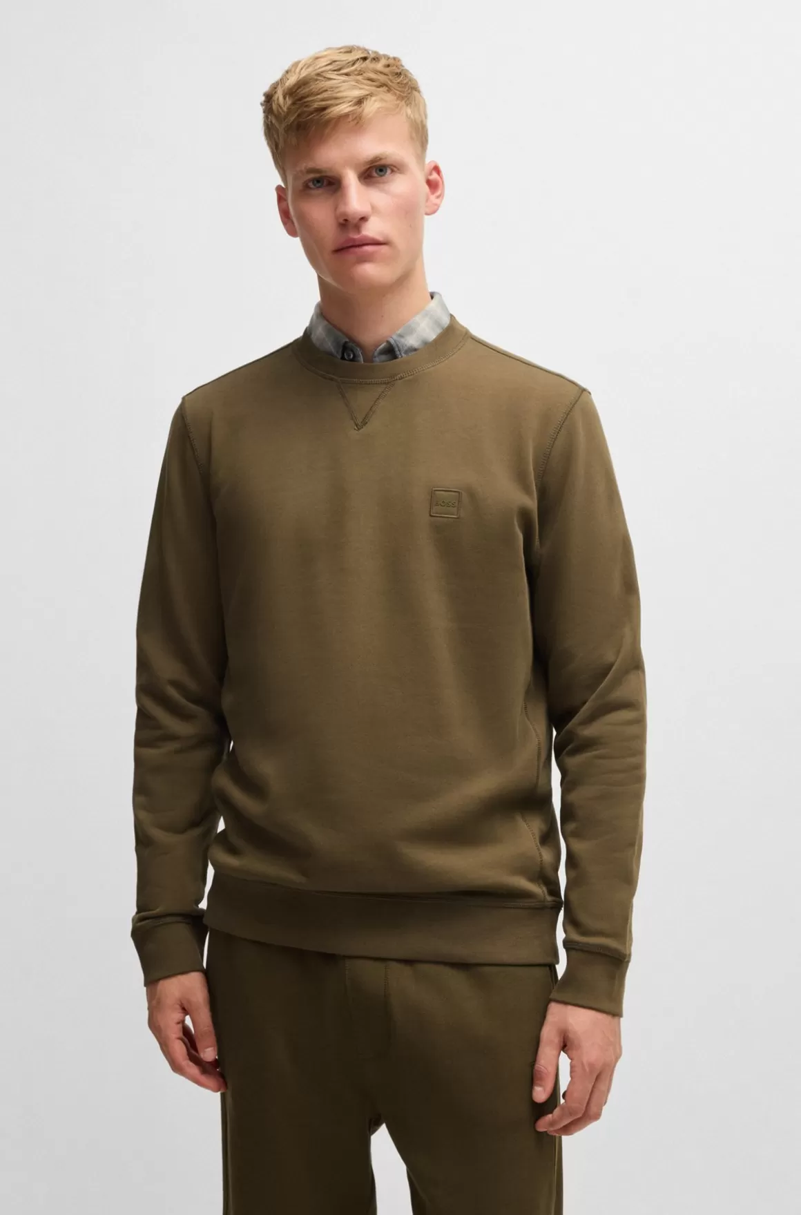 HUGO BOSS Relaxed Fit Sweatshirt I Bomuldsfrotté Med Logolap