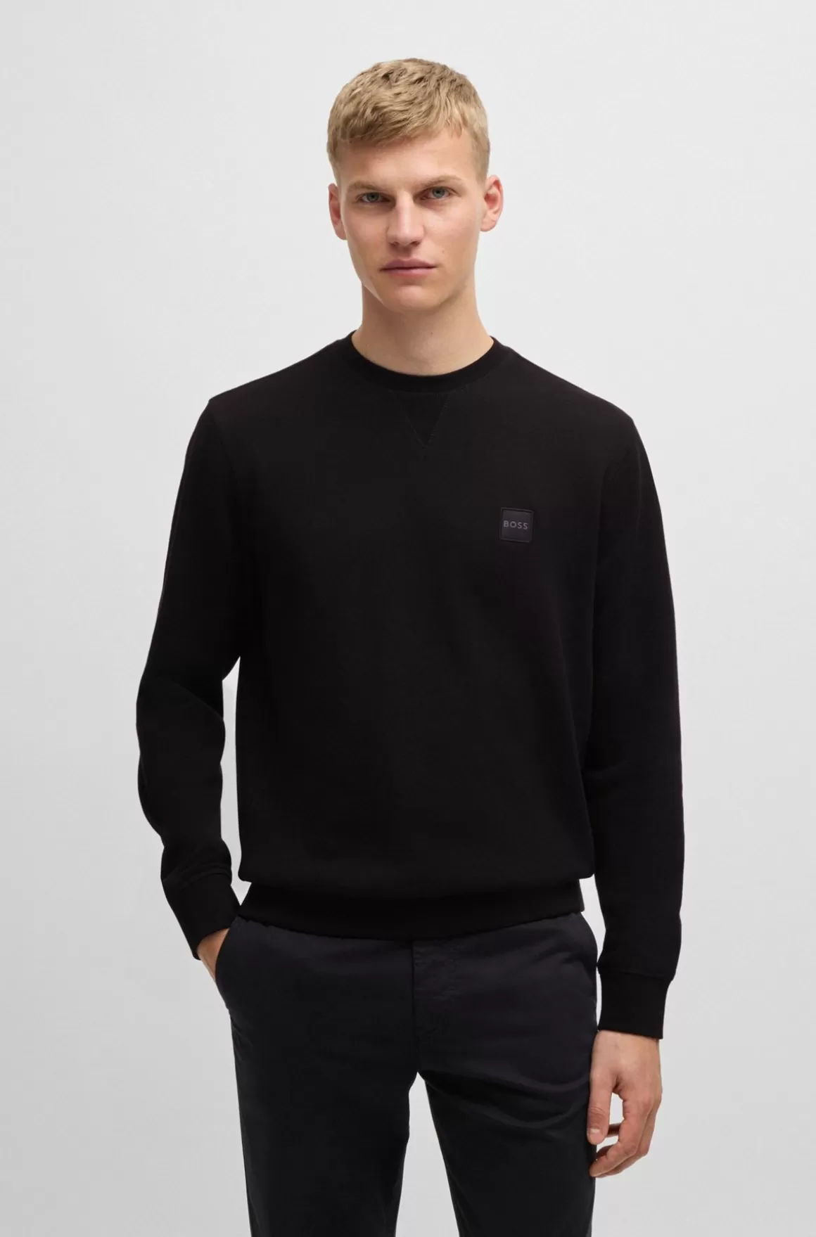 HUGO BOSS Relaxed Fit Sweatshirt I Bomuldsfrotté Med Logolap