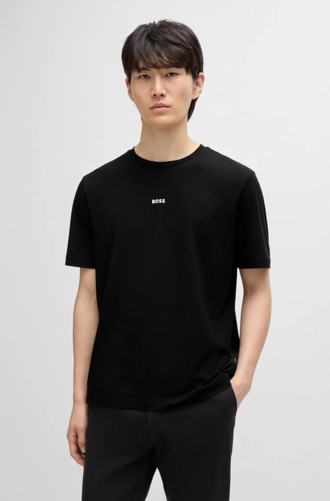 HUGO BOSS Relaxed Fit T-shirt I Bomuld Med Stræk Og Logoprint