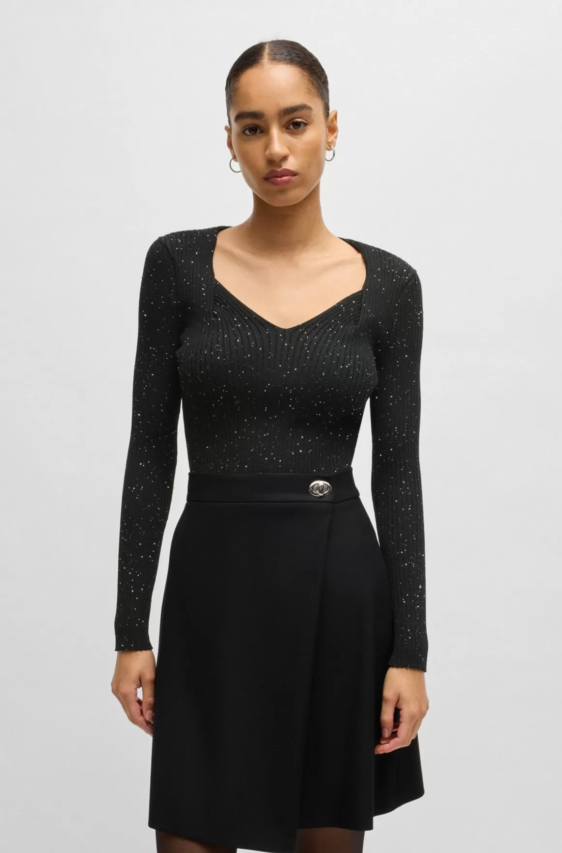 HUGO BOSS Ribsweater Med Pailletter