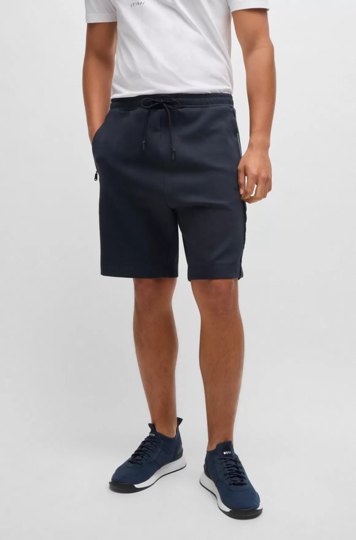HUGO BOSS Shorts I Bomuld Med Stræk Og En Præget Grafik