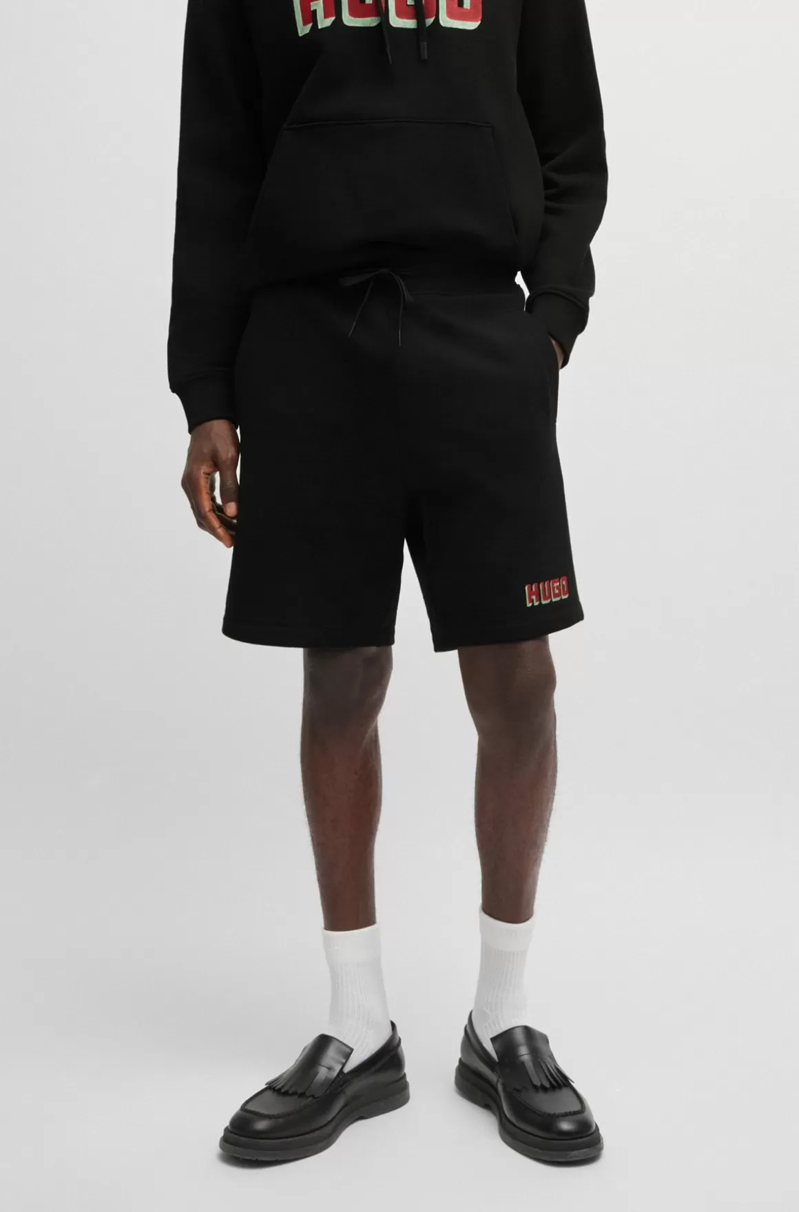 HUGO BOSS Shorts I Bomuldsfrotté Med Relaxed Fit Og Logodetalje