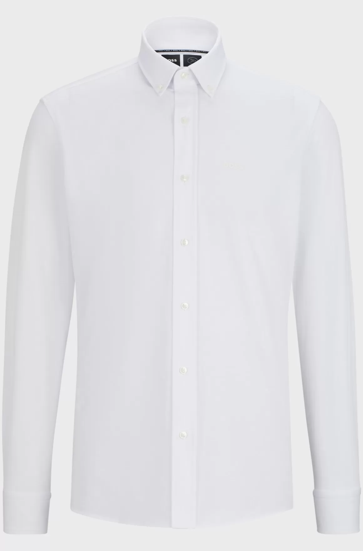 HUGO BOSS Skjorte Med Regular Fit I Jersey Af Bomuldsblanding Med Struktur