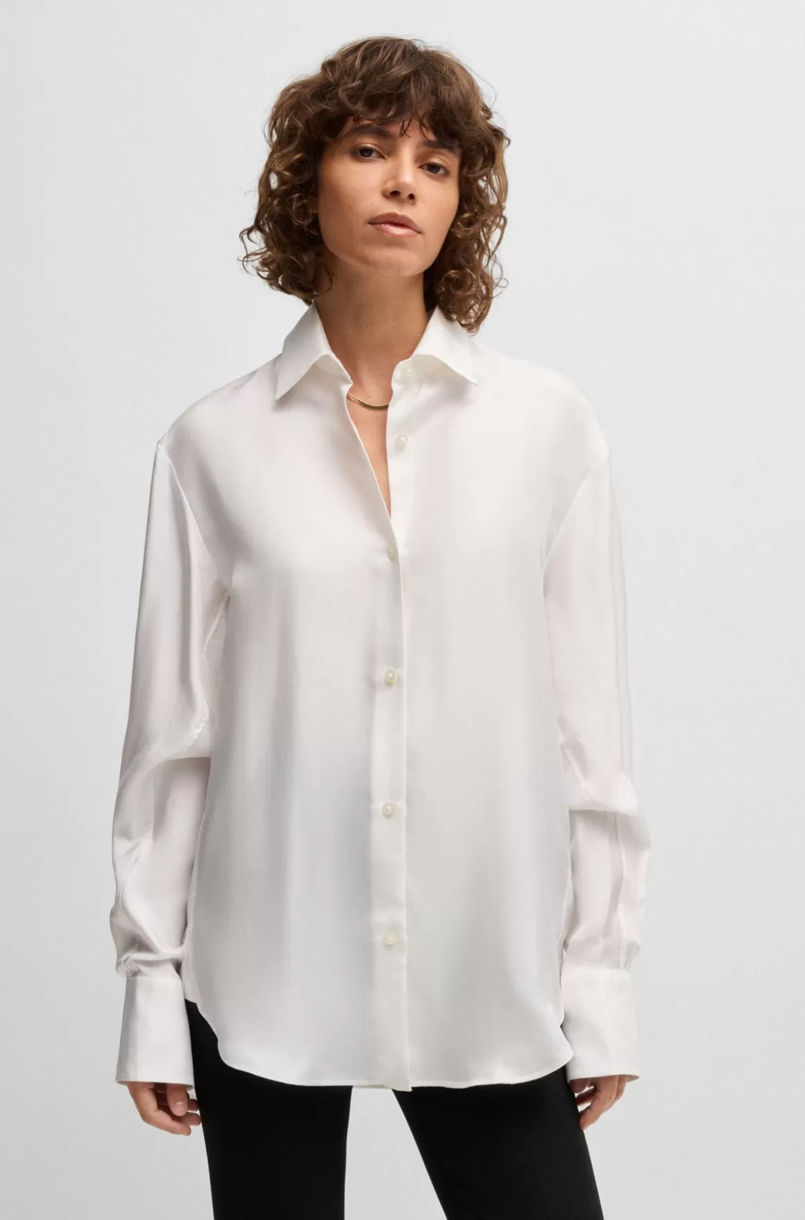 Dame HUGO BOSS Skjorte Med Relaxed Fit I Silketwill
