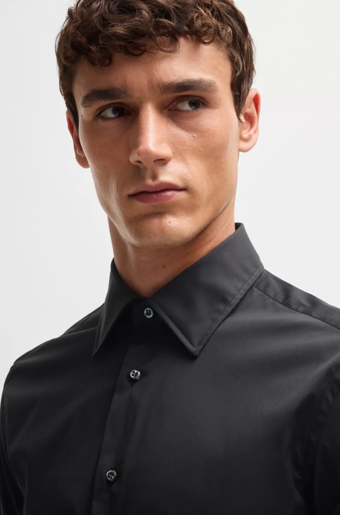 HUGO BOSS Skjorte Med Slim Fit I Poplin Af Bomuldsblanding Med Stræk