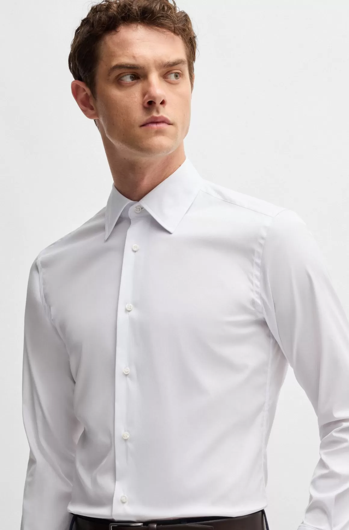 HUGO BOSS Skjorte Med Slim Fit I Poplin Af Bomuldsblanding Med Stræk