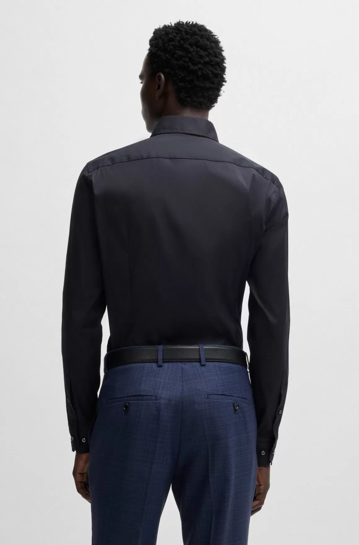 HUGO BOSS Skjorte Med Slim Fit I Poplin Af Bomuldsblanding Med Stræk