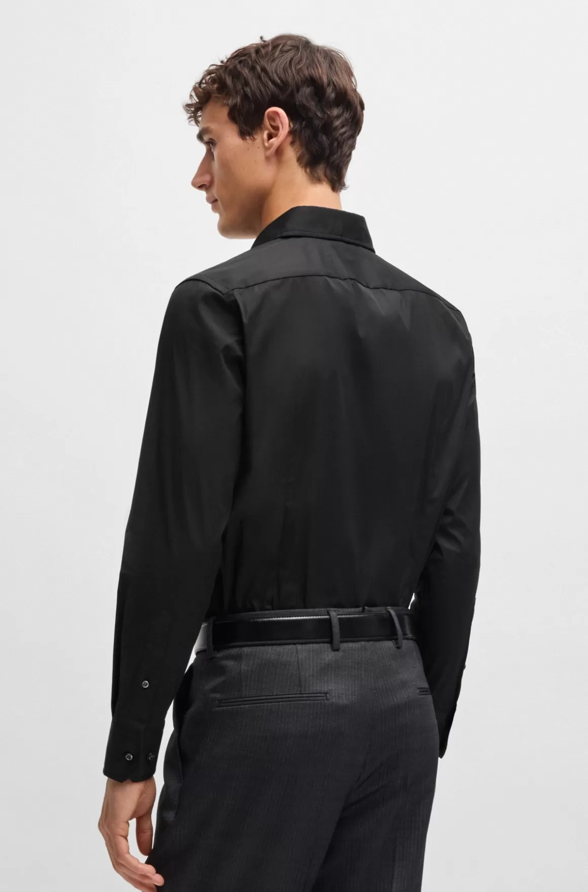 HUGO BOSS Skjorte Med Slim Fit I Poplin Af Bomuldsblanding Med Stræk
