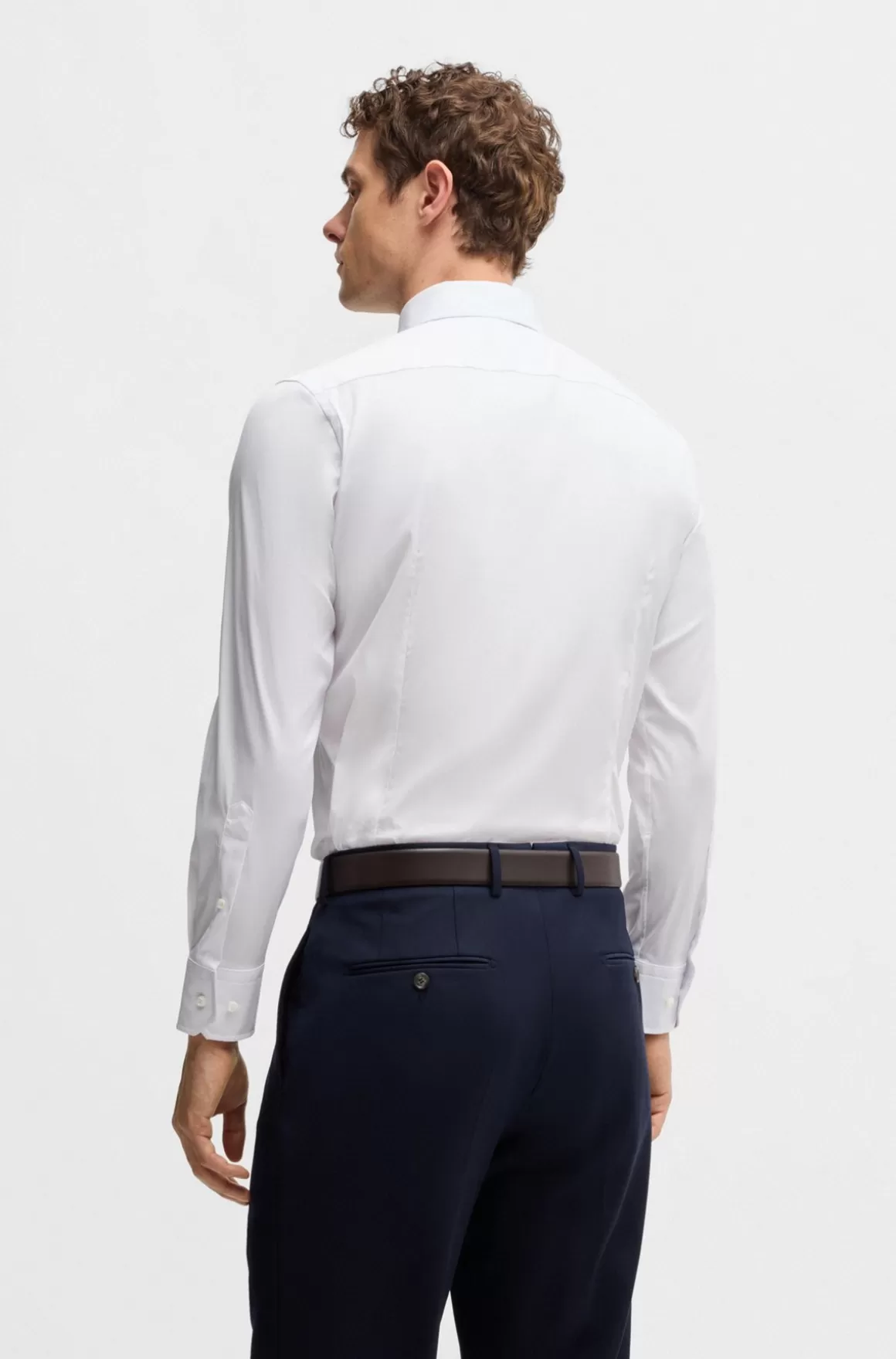 HUGO BOSS Skjorte Med Slim Fit I Poplin Af Bomuldsblanding Med Stræk