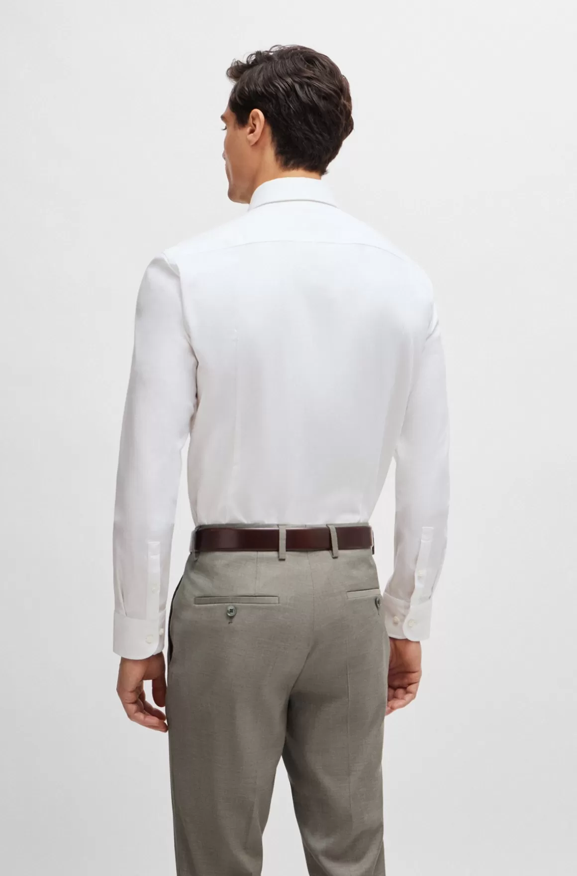 HUGO BOSS Skjorte Med Slim Fit I Strygelet Bomuldstwill Med Stræk