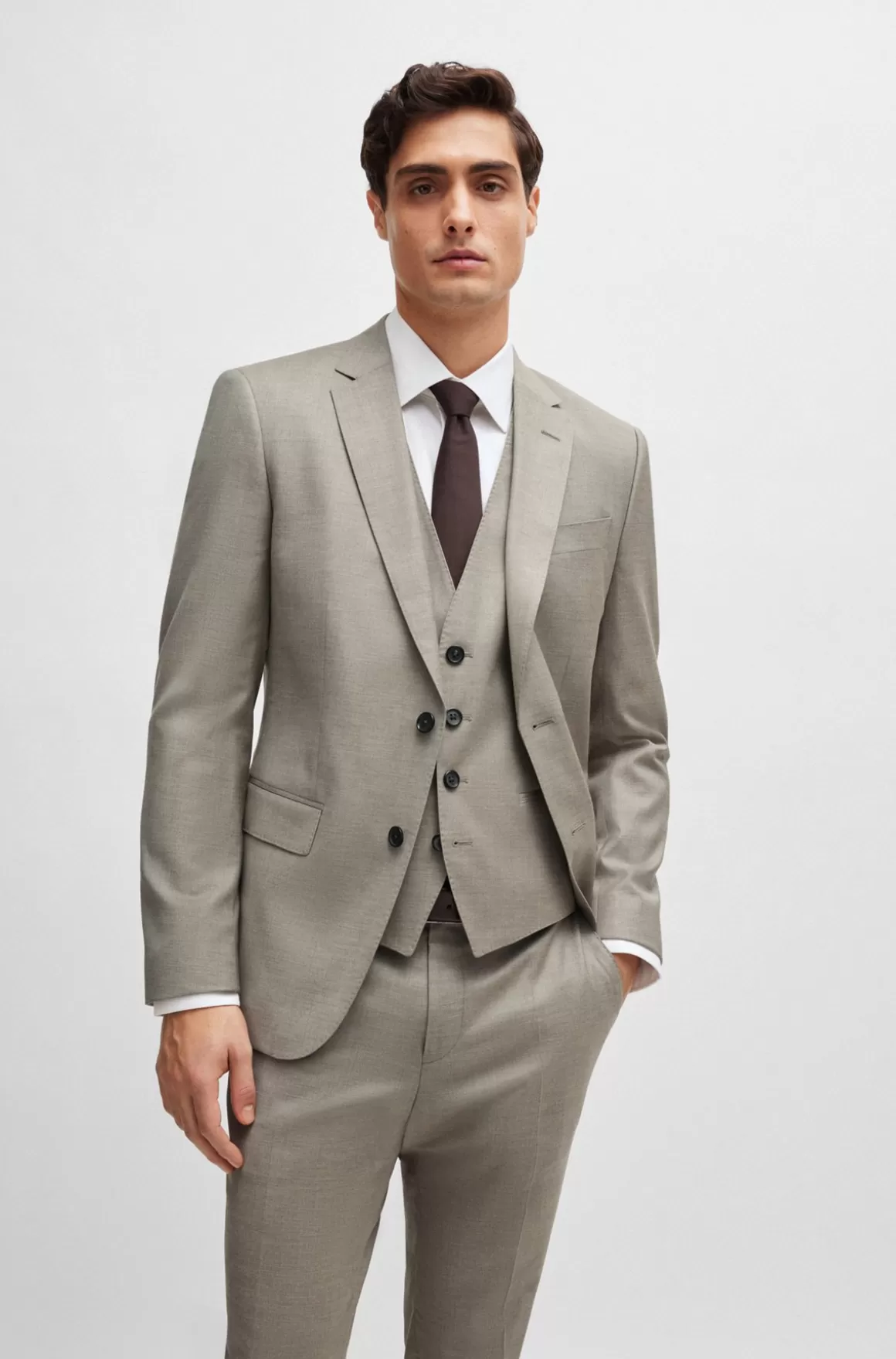 HUGO BOSS Skjorte Med Slim Fit I Strygelet Bomuldstwill Med Stræk