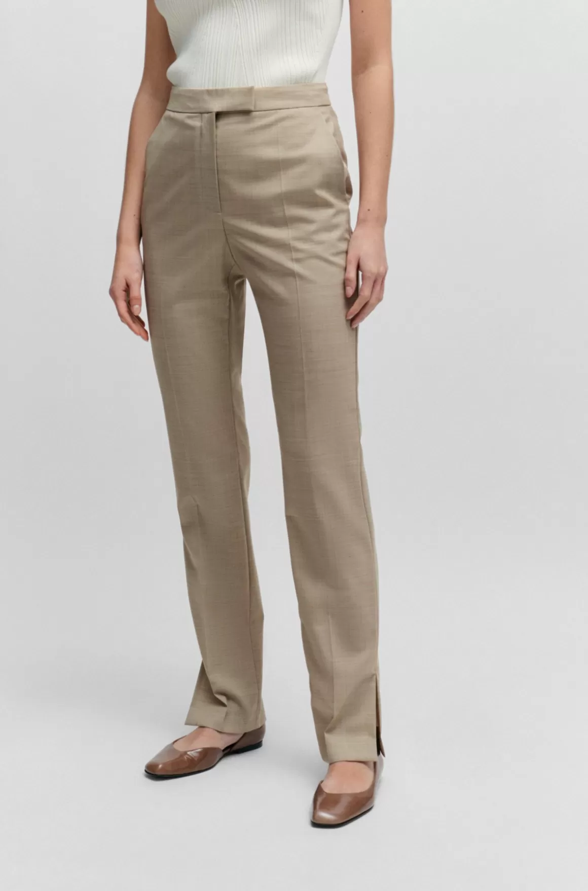 HUGO BOSS Slim Fit Bukser I Italiensk Sharkskin Af Ny Uld