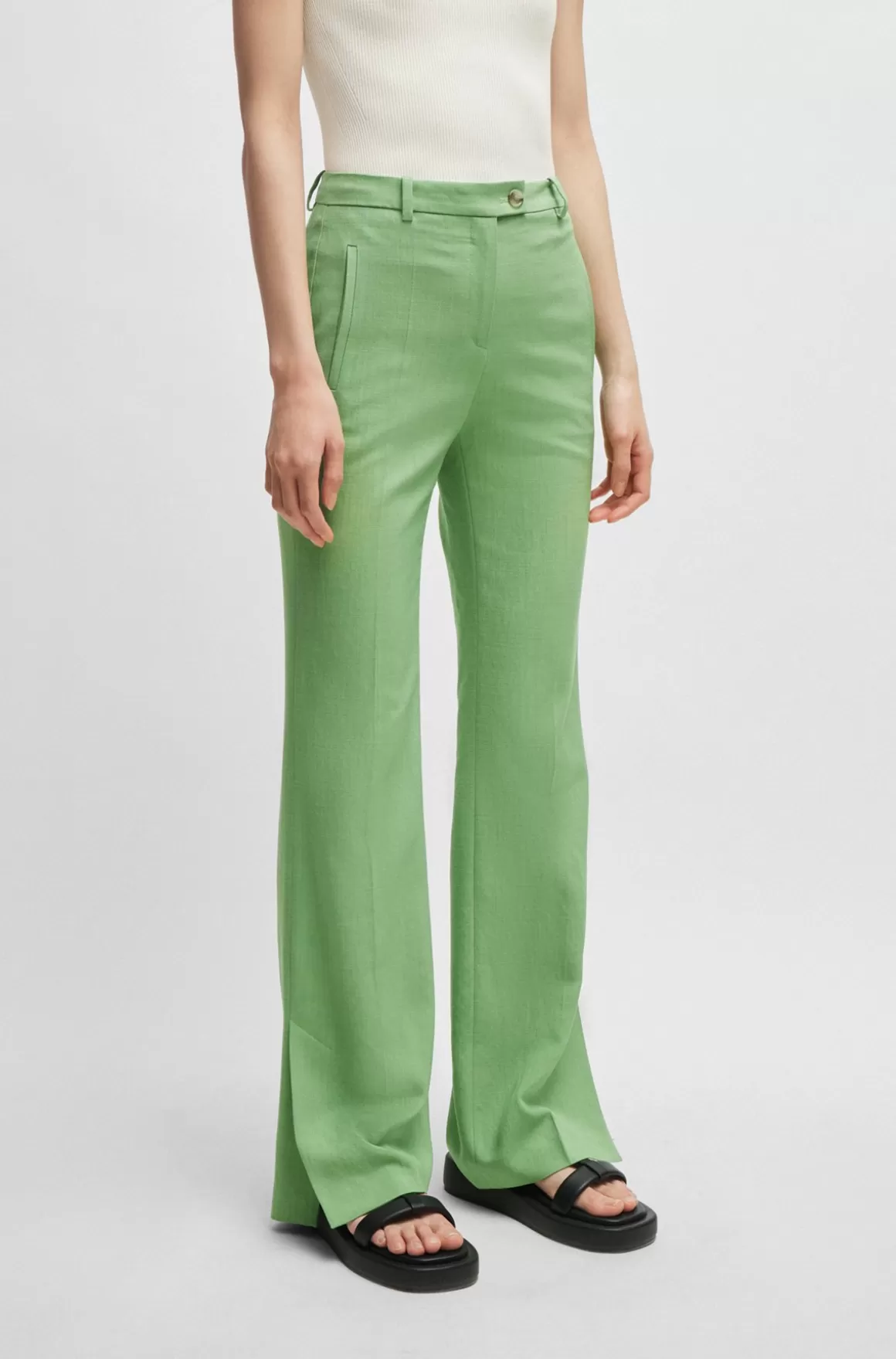 HUGO BOSS Slim Fit Bukser Med Vide Ben I Materiale Med Stræk