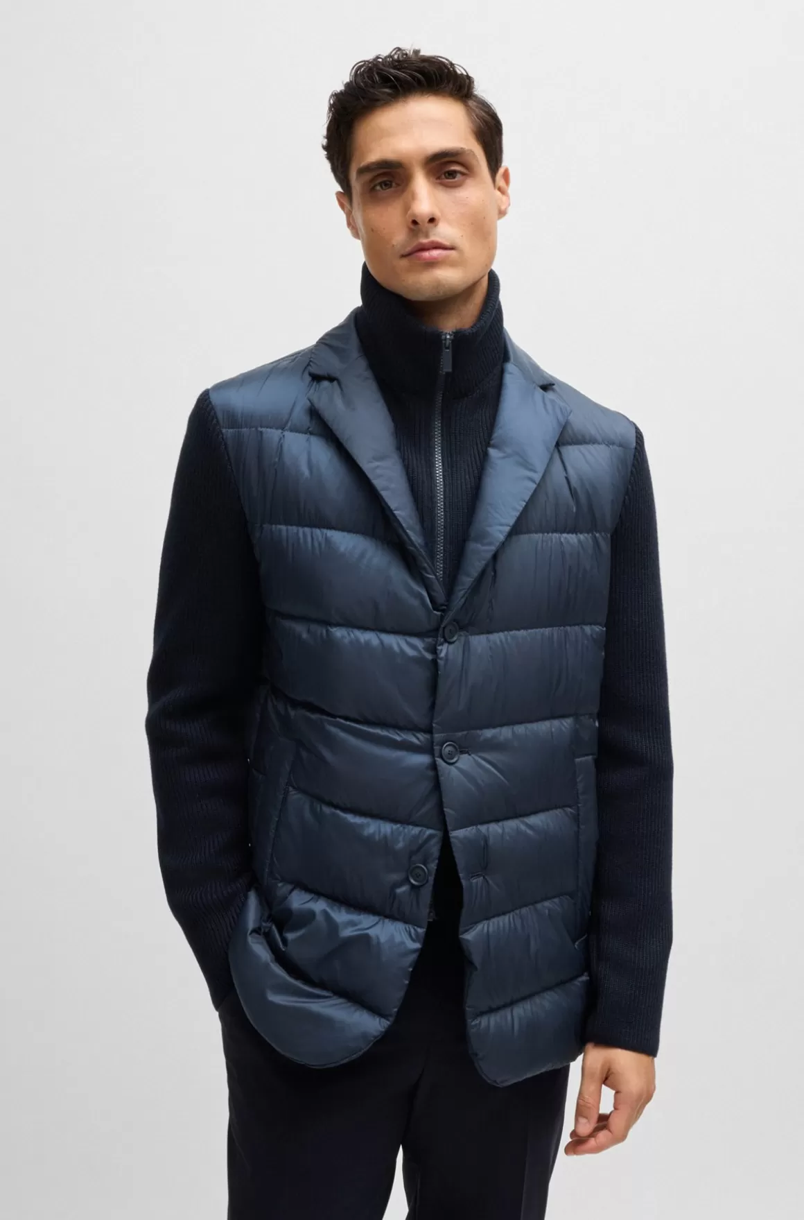HUGO BOSS Slim Fit Hybridjakke Med Strikket Indsats