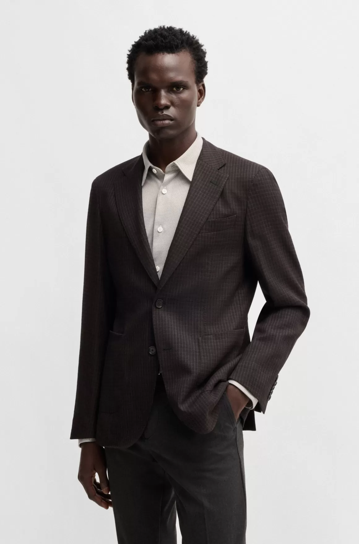 HUGO BOSS Slim Fit Jakke I Ternet Uldblanding