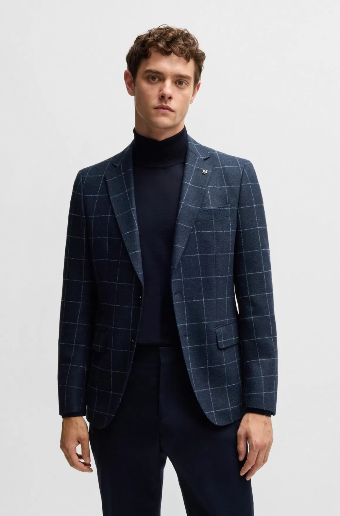HUGO BOSS Slim Fit Jakke I Ternet Uldblanding