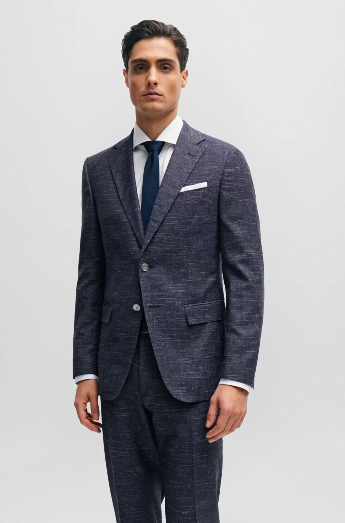 HUGO BOSS Slim Fit Jakke I Uldblanding Med Mønster